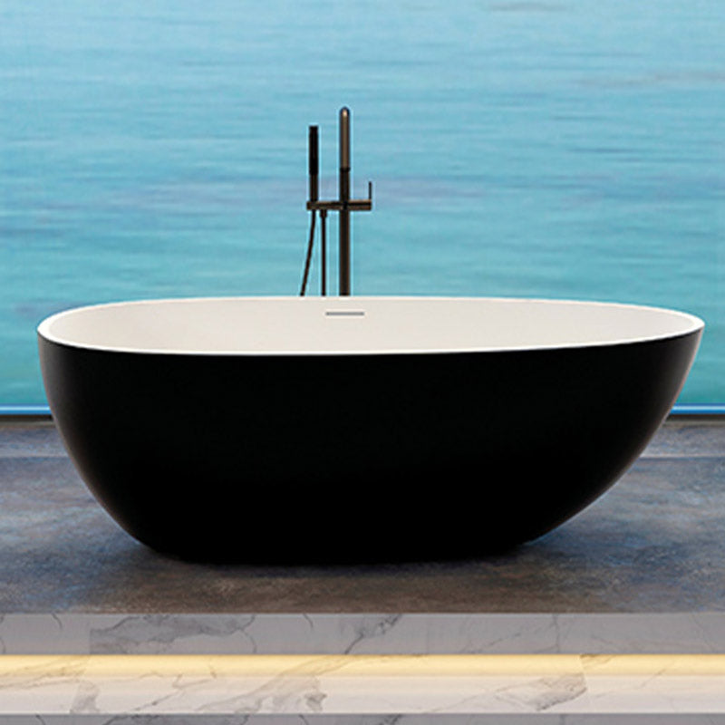 Modern Stone Bathtub Freestand Soaking Bathtub with Drain Bath Tub