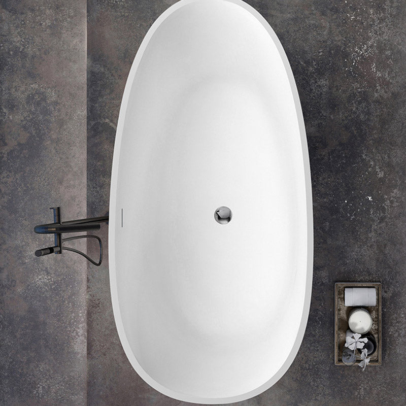 Modern Stone Bathtub Freestand Soaking Bathtub with Drain Bath Tub