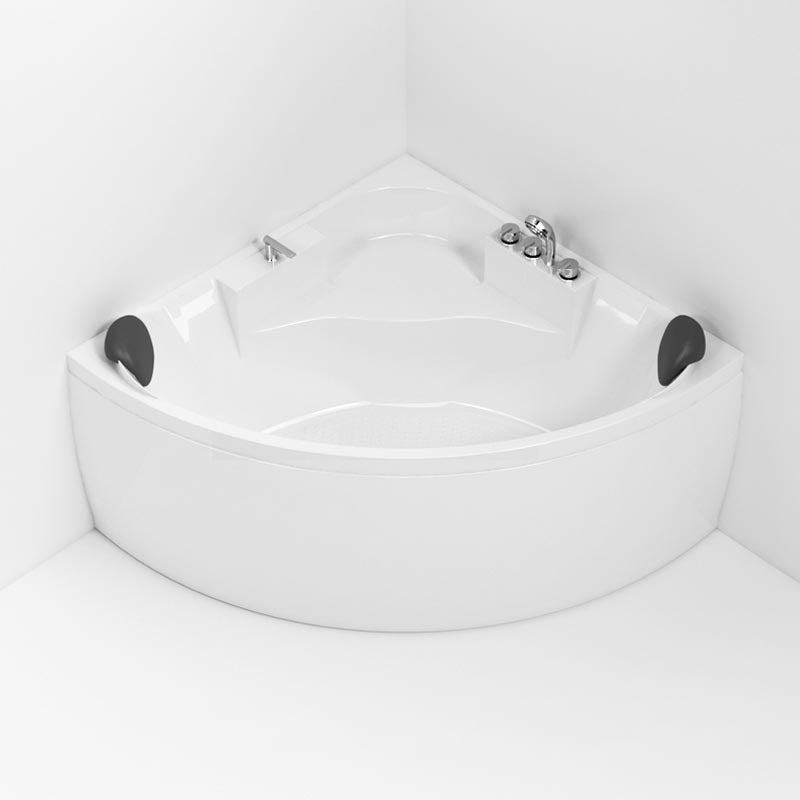 Modern Corner White Acrylic Bathtub Back to Wall with Drain and Massage Device Bath Tub