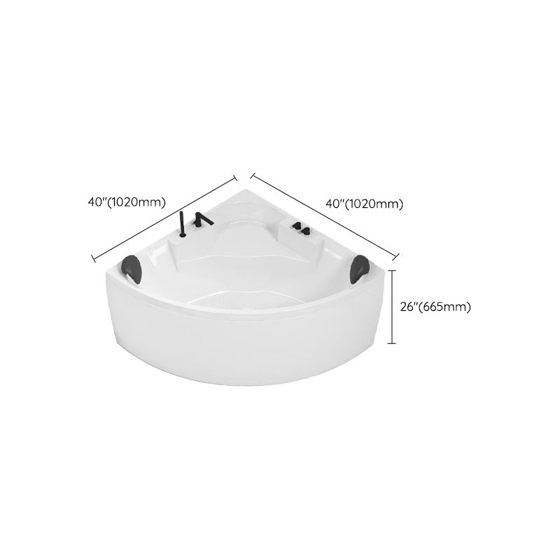 Modern Corner White Acrylic Bathtub Back to Wall with Drain and Massage Device Bath Tub