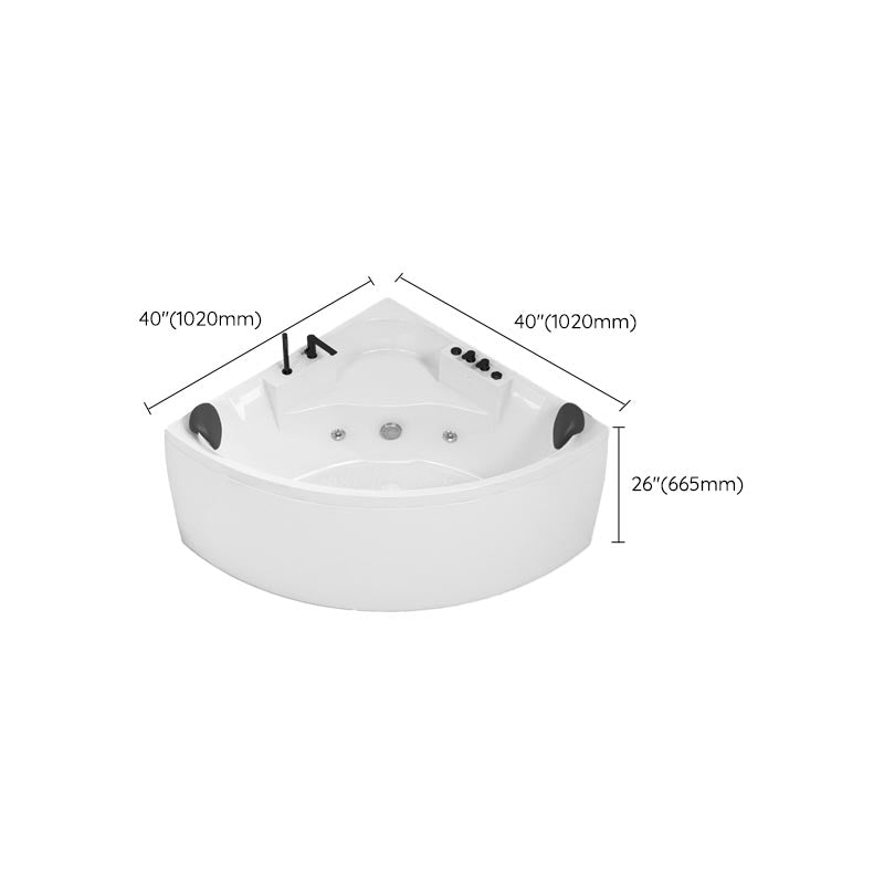 Modern Corner White Acrylic Bathtub Back to Wall with Drain and Massage Device Bath Tub