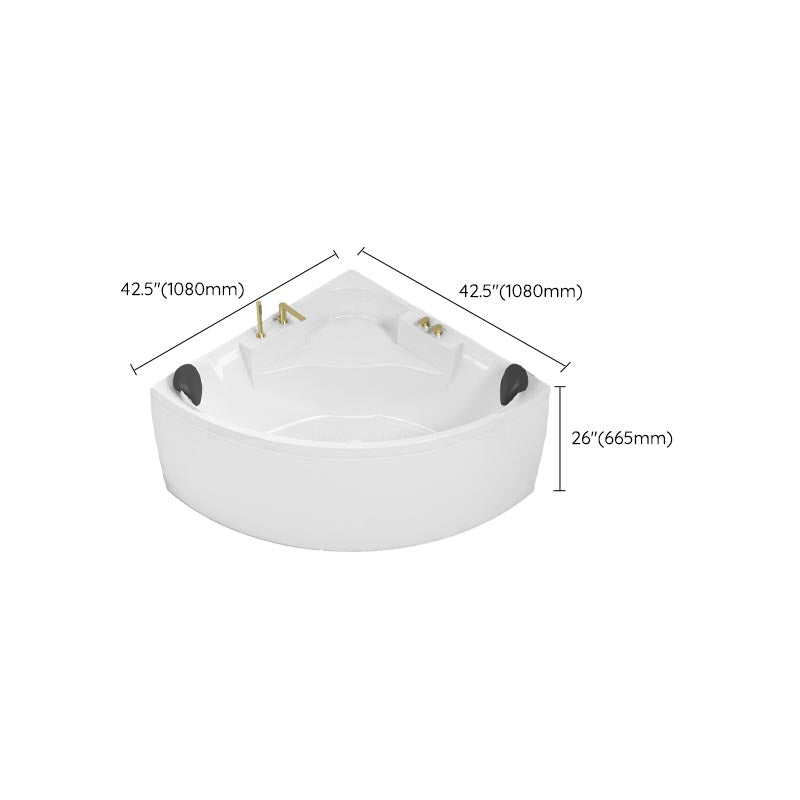 Modern Corner White Acrylic Bathtub Back to Wall with Drain and Massage Device Bath Tub