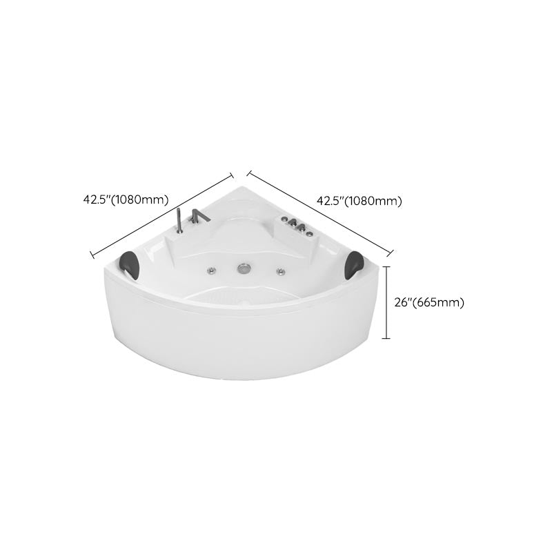 Modern Corner White Acrylic Bathtub Back to Wall with Drain and Massage Device Bath Tub
