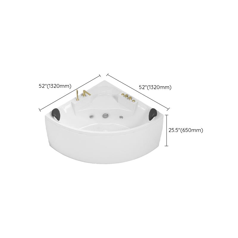 Modern Corner White Acrylic Bathtub Back to Wall with Drain and Massage Device Bath Tub