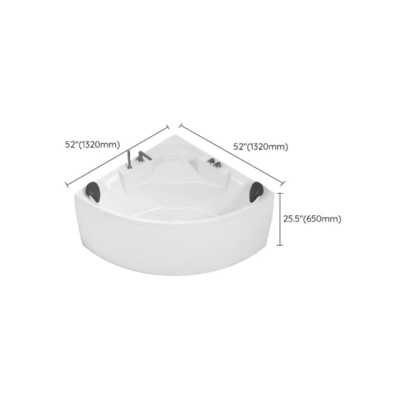 Modern Corner White Acrylic Bathtub Back to Wall with Drain and Massage Device Bath Tub