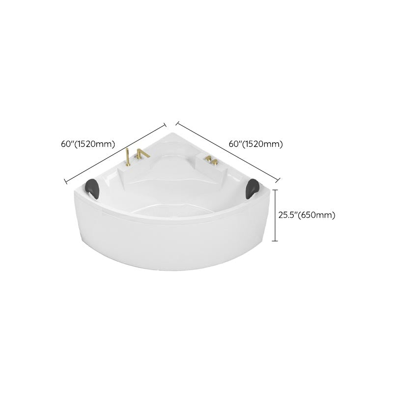 Modern Corner White Acrylic Bathtub Back to Wall with Drain and Massage Device Bath Tub