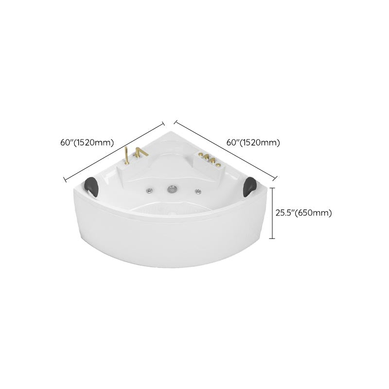 Modern Corner White Acrylic Bathtub Back to Wall with Drain and Massage Device Bath Tub