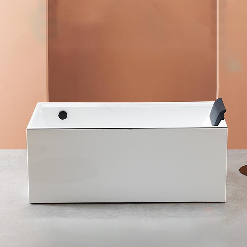 Modern White Acrylic Bathtub Rectangle Back to Wall with Drain Bath Tub