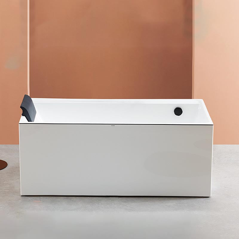 Modern White Acrylic Bathtub Rectangle Back to Wall with Drain Bath Tub