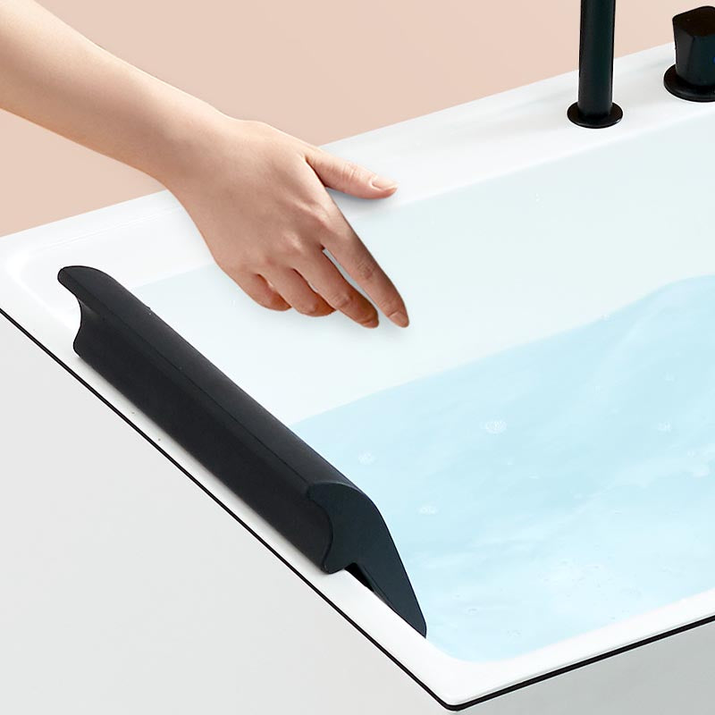 Modern White Acrylic Bathtub Rectangle Back to Wall with Drain Bath Tub
