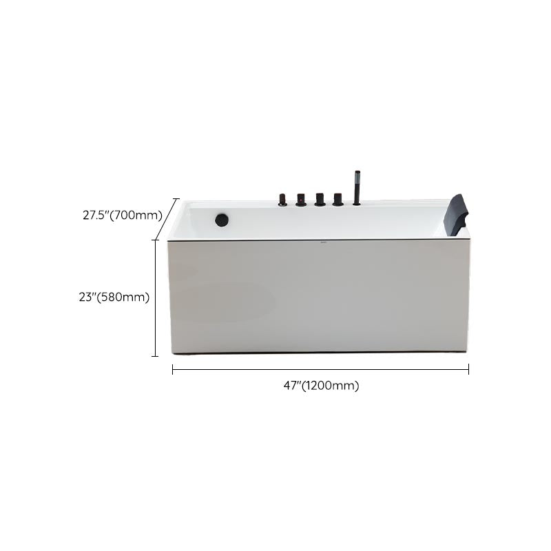 Modern White Acrylic Bathtub Rectangle Back to Wall with Drain Bath Tub