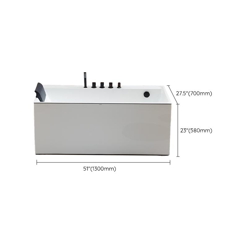 Modern White Acrylic Bathtub Rectangle Back to Wall with Drain Bath Tub