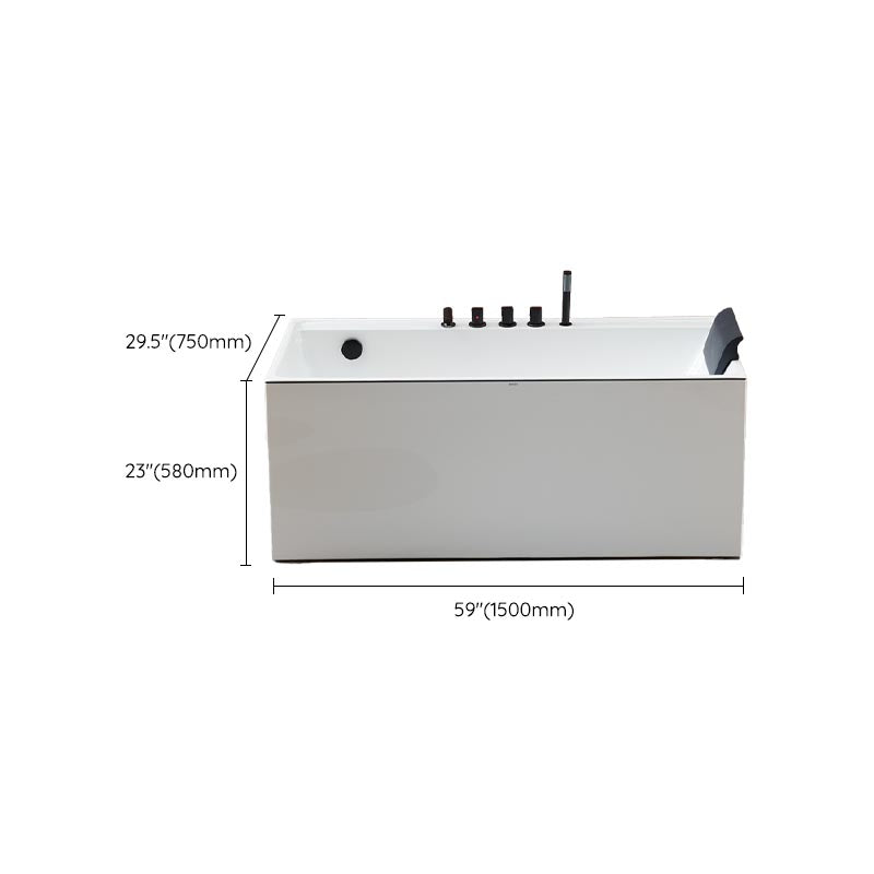 Modern White Acrylic Bathtub Rectangle Back to Wall with Drain Bath Tub