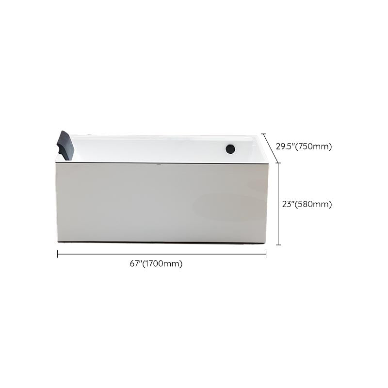 Modern White Acrylic Bathtub Rectangle Back to Wall with Drain Bath Tub