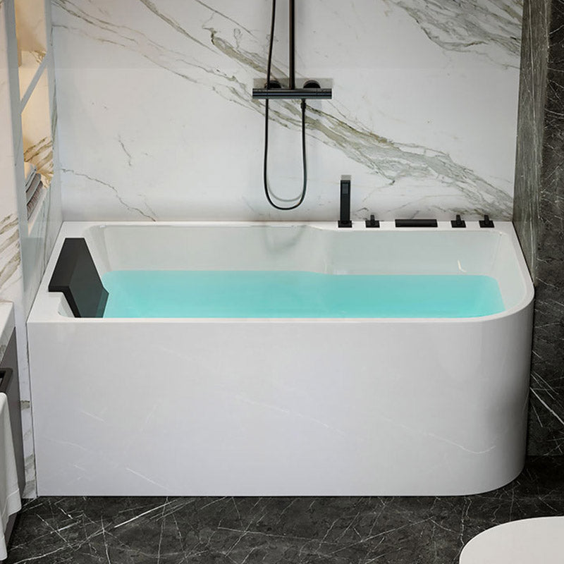 Modern White Rectangle Acrylic Bathtub Back to Wall with Drain Bath Tub