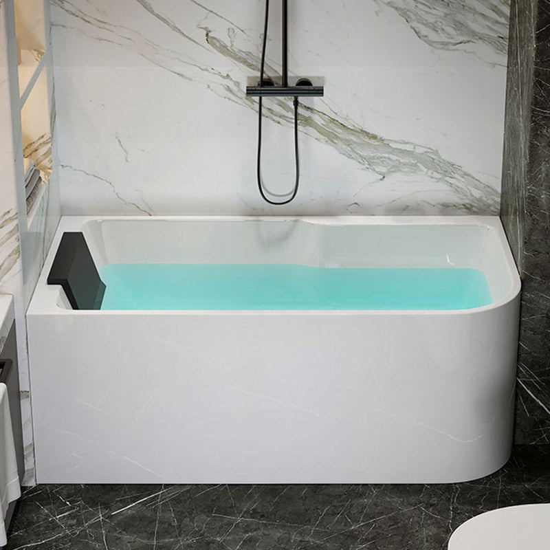 Modern White Rectangle Acrylic Bathtub Back to Wall with Drain Bath Tub