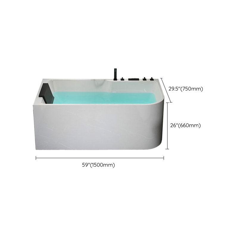 Modern White Rectangle Acrylic Bathtub Back to Wall with Drain Bath Tub