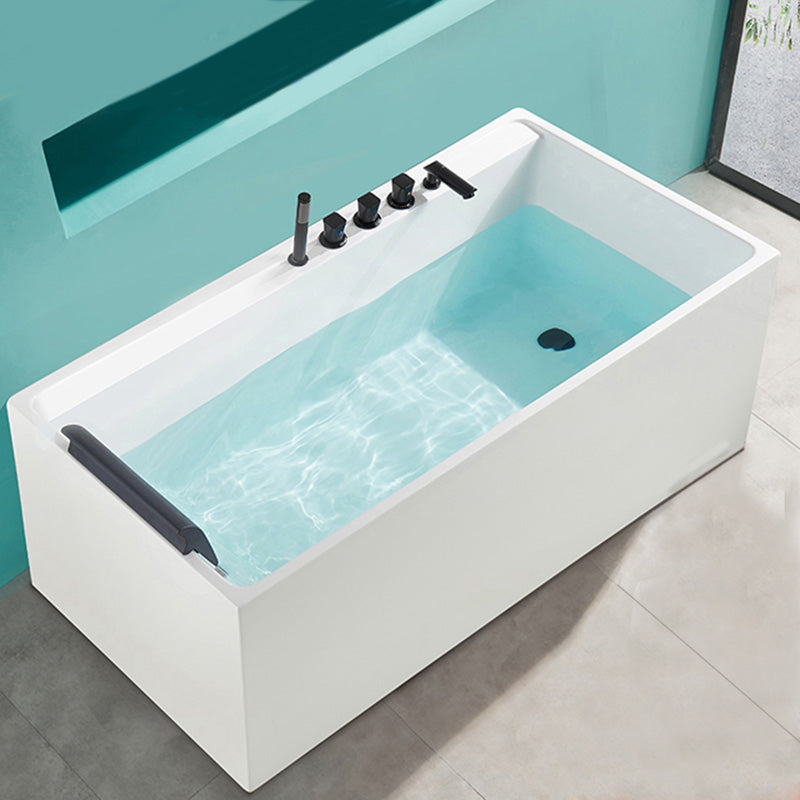 Modern White Rectangle Bathtub Acrylic Freestand Soaking Bathtub with Drain Bath Tub