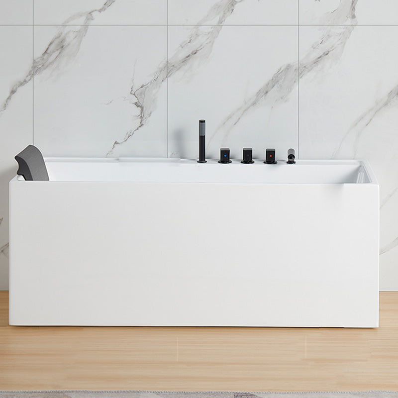 Modern White Rectangle Bathtub Acrylic Freestand Soaking Bathtub with Drain Bath Tub