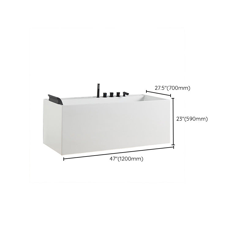 Modern White Rectangle Bathtub Acrylic Freestand Soaking Bathtub with Drain Bath Tub