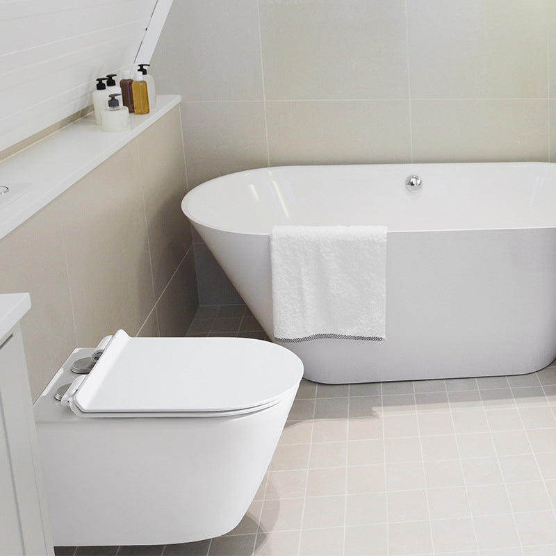 Modern Wall Mount Toilet All-In-One Porcelain Single Flush Toilet Bowl