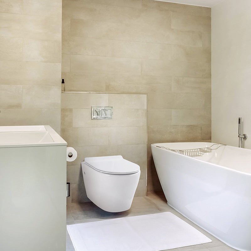 Modern Wall Mount Toilet All-In-One Porcelain Single Flush Toilet Bowl