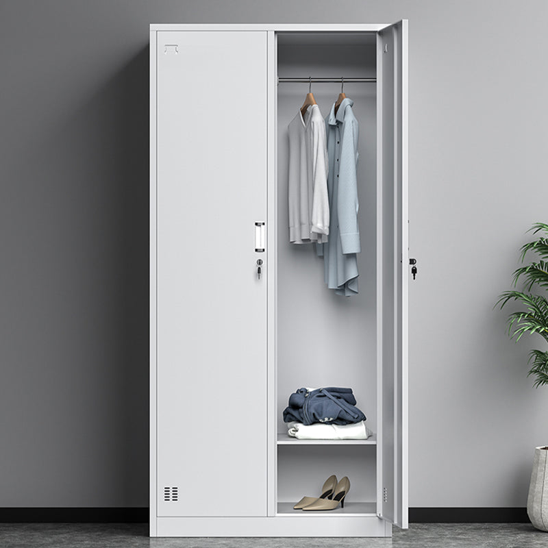 Hinged Door Cabinet for Bathroom Gray Metal Modern Storage Cabinet