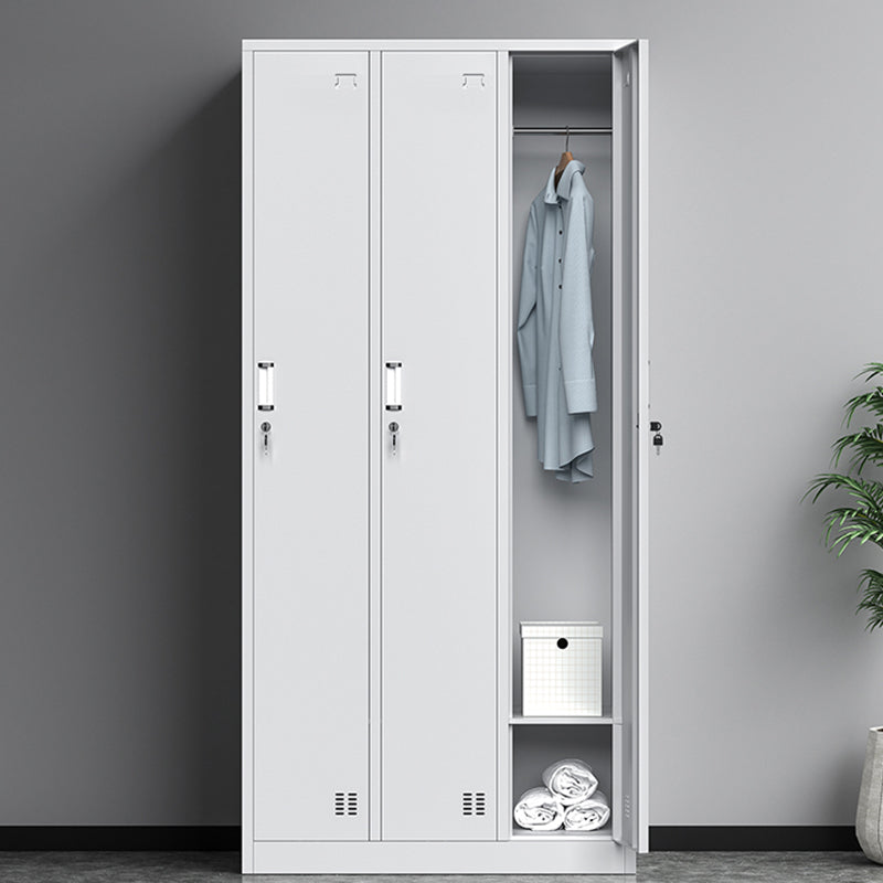 Hinged Door Cabinet for Bathroom Gray Metal Modern Storage Cabinet