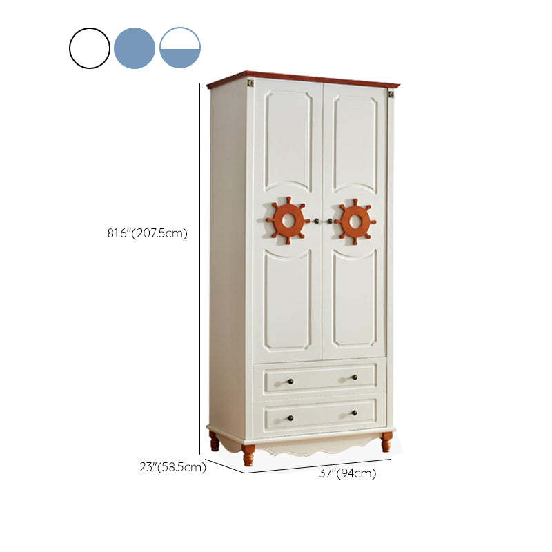 Hinged Wooden Wardrobe Cabinet with Legs Coastal Wardrobe Armoire