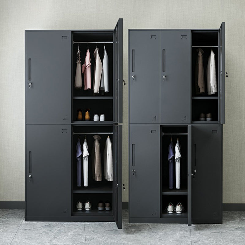 Hinged Wardrobe Cabinet with Lock Industrial Steel Wardrobe Armoire