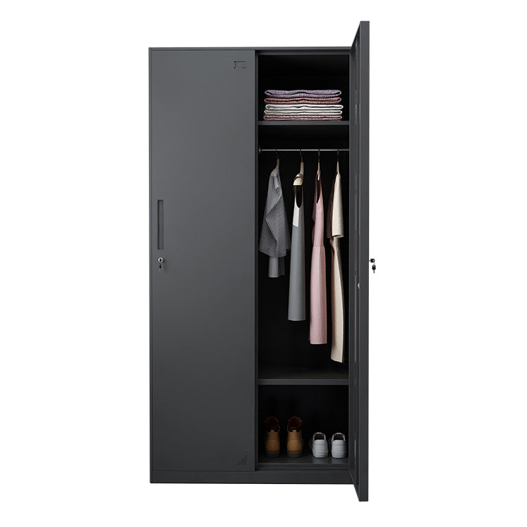 Hinged Wardrobe Cabinet with Lock Industrial Steel Wardrobe Armoire