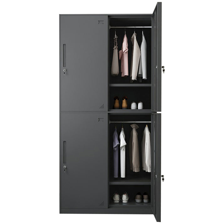 Hinged Wardrobe Cabinet with Lock Industrial Steel Wardrobe Armoire