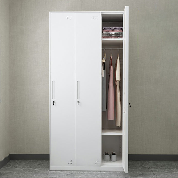 Hinged Wardrobe Cabinet with Lock Industrial Steel Wardrobe Armoire