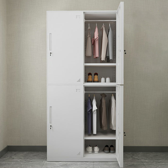 Hinged Wardrobe Cabinet with Lock Industrial Steel Wardrobe Armoire