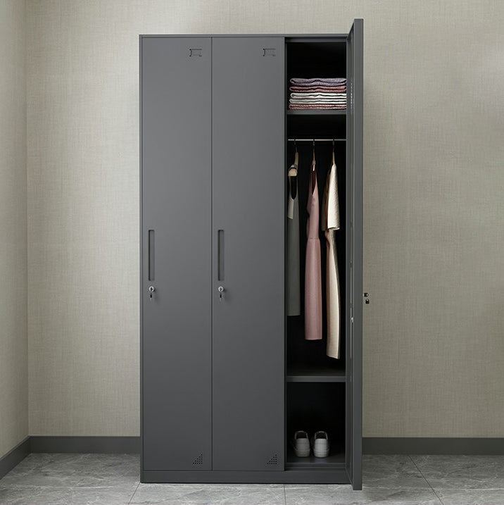 Hinged Wardrobe Cabinet with Lock Industrial Steel Wardrobe Armoire