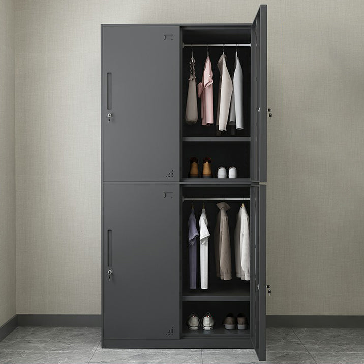 Hinged Wardrobe Cabinet with Lock Industrial Steel Wardrobe Armoire