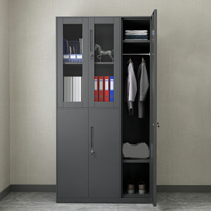 Hinged Wardrobe Cabinet with Lock Industrial Steel Wardrobe Armoire