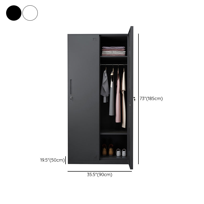 Hinged Wardrobe Cabinet with Lock Industrial Steel Wardrobe Armoire