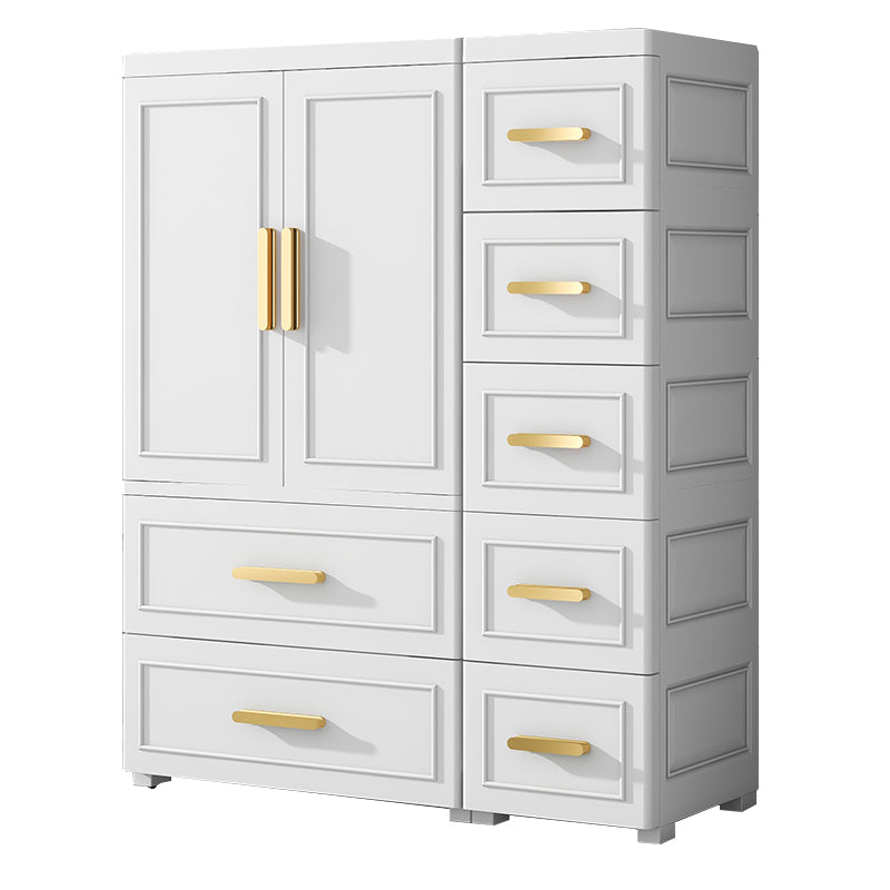 Plastic Wardrobe Cabinet with Drawer Modern Hinged Wardrobe Closet