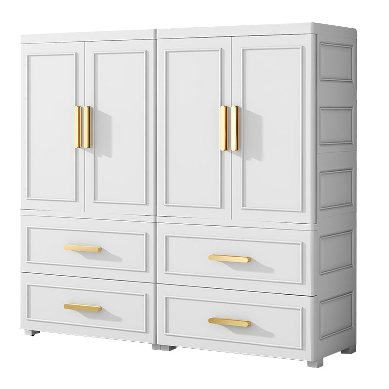 Plastic Wardrobe Cabinet with Drawer Modern Hinged Wardrobe Closet