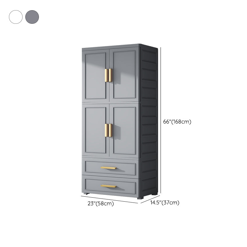 Plastic Wardrobe Cabinet with Drawer Modern Hinged Wardrobe Closet