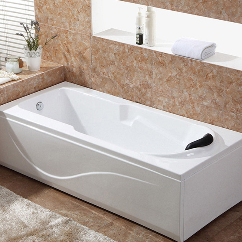 Modern White Acrylic Bathtub Rectangle Freestand Soaking Bathtub with Drain Bath Tub