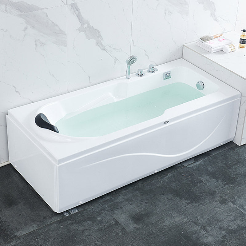 Modern White Acrylic Bathtub Rectangle Freestand Soaking Bathtub with Drain Bath Tub