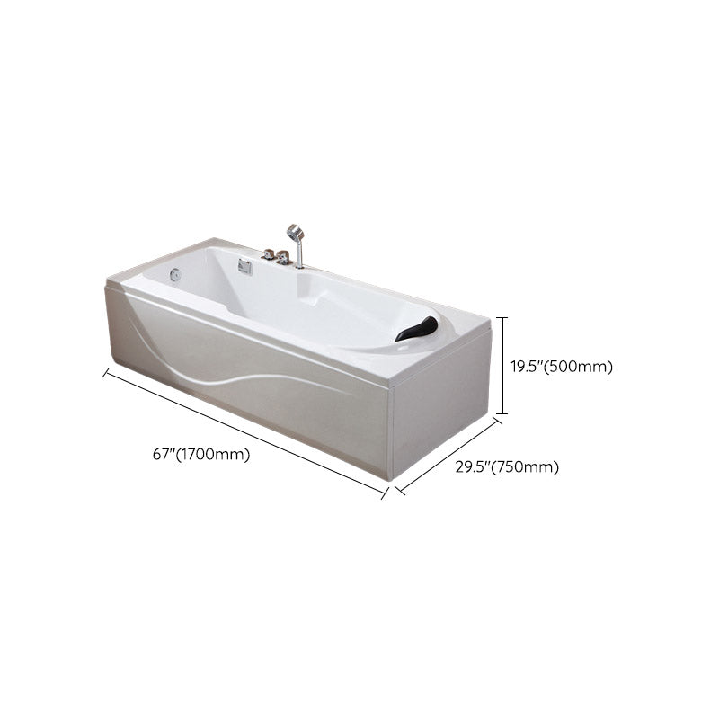 Modern White Acrylic Bathtub Rectangle Freestand Soaking Bathtub with Drain Bath Tub