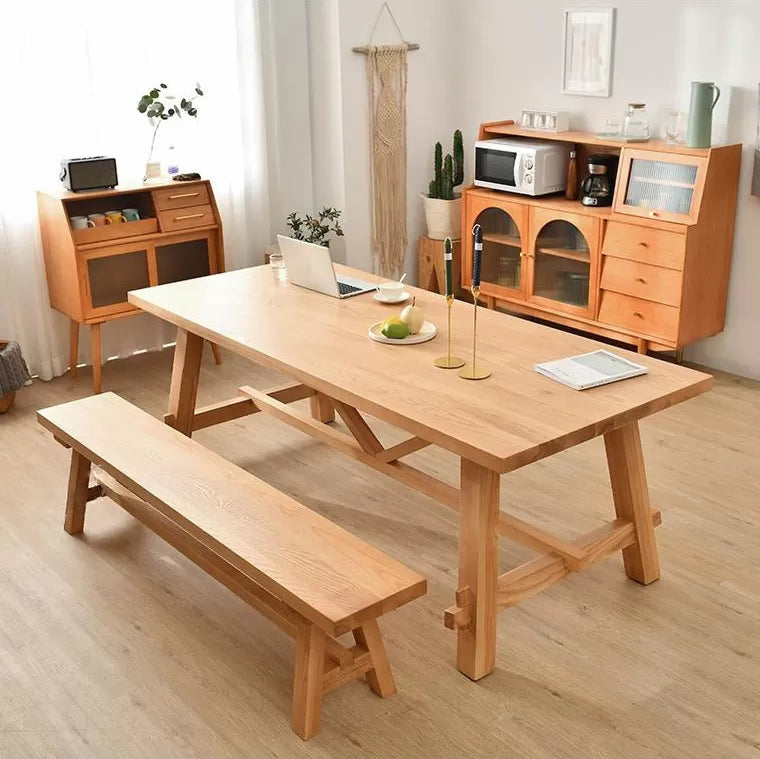 Traditional 1/2/3/5/7 Pieces Dining Set Rectangle Pine Wood Dining Table for Dining Room
