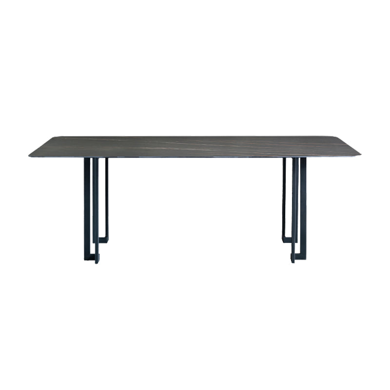 Modern Dining Table Set 1/4/5/9 Pcs Black Sintered Stone Dining Table with Armless Chairs