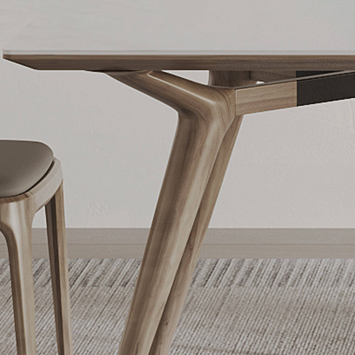 Sintered Stone Dining Set 1/2/5 Pcs Solid Wood Frame Dining Table and Chairs