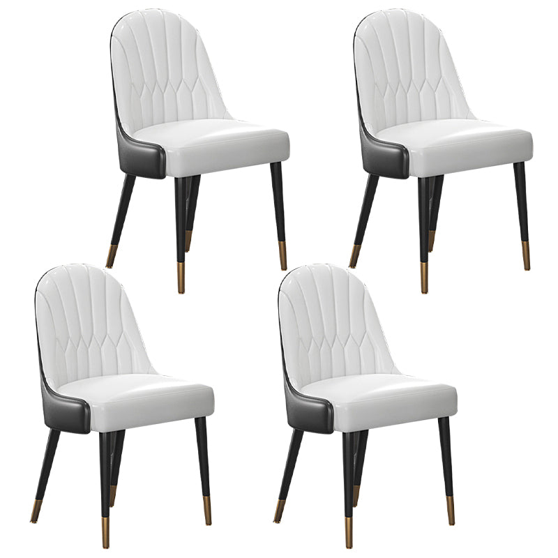 Glam Dinette Set for Dining Room 1/4/6/7 Pieces Glossy White Dining Table Set