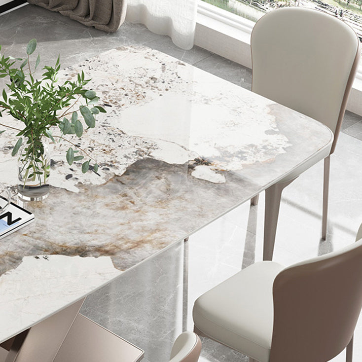 Glam Dinette Set with White Chairs 1/4/5/7 Pieces Glossy White Dining Table Set