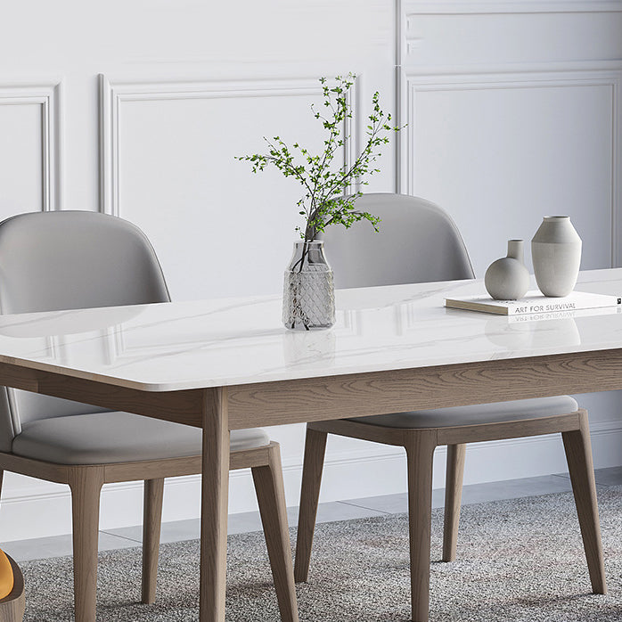 Stone Dining Table Set with Wooden Frame 1/4/5/7 Contemporary Pieces Dining Set